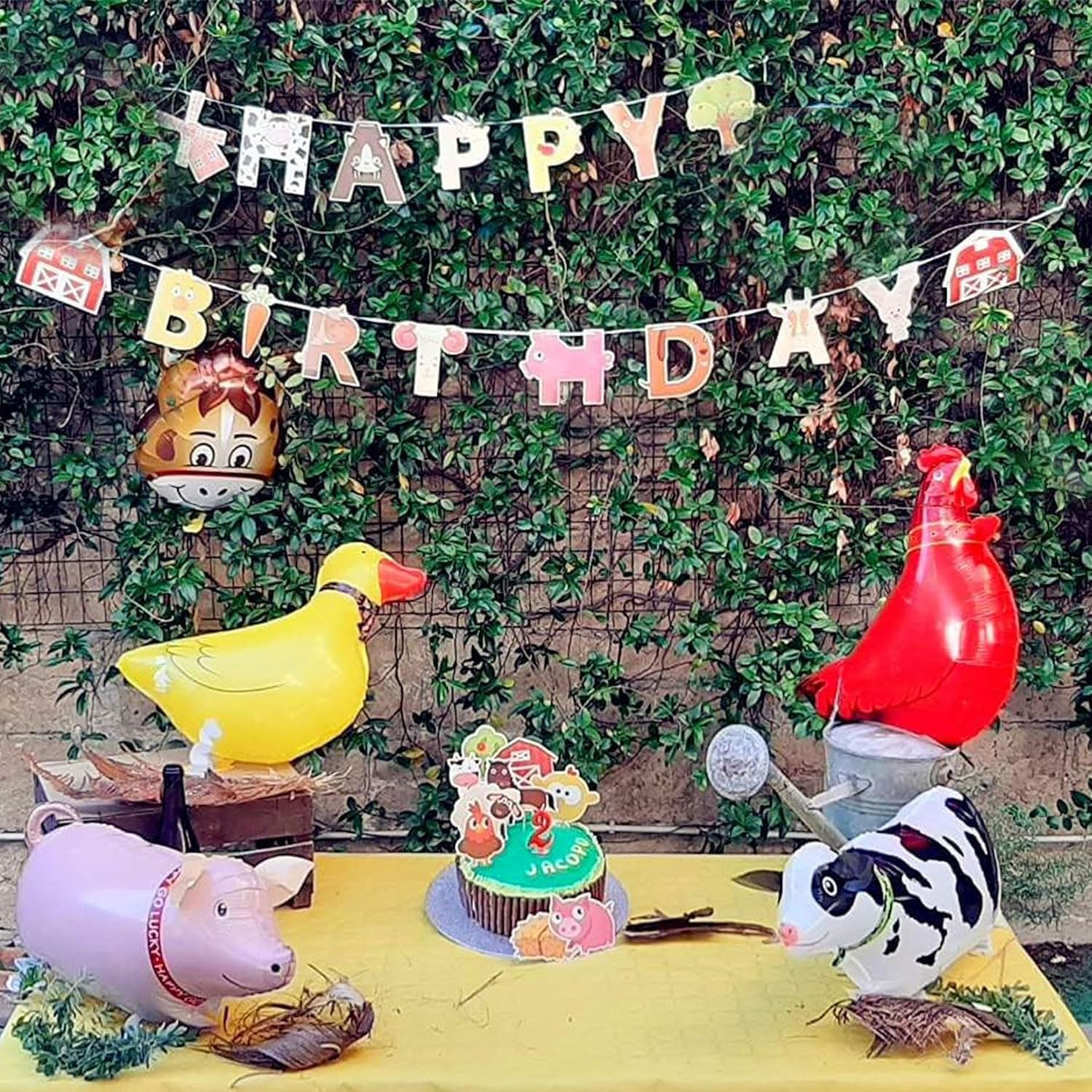 Jevenis 29 PCS Farm Animals Birthday Decoration Farm Animals Birthday Banner Farm Animals Party Supplies Cow Balloons for Animal Birthday Kids image number 4