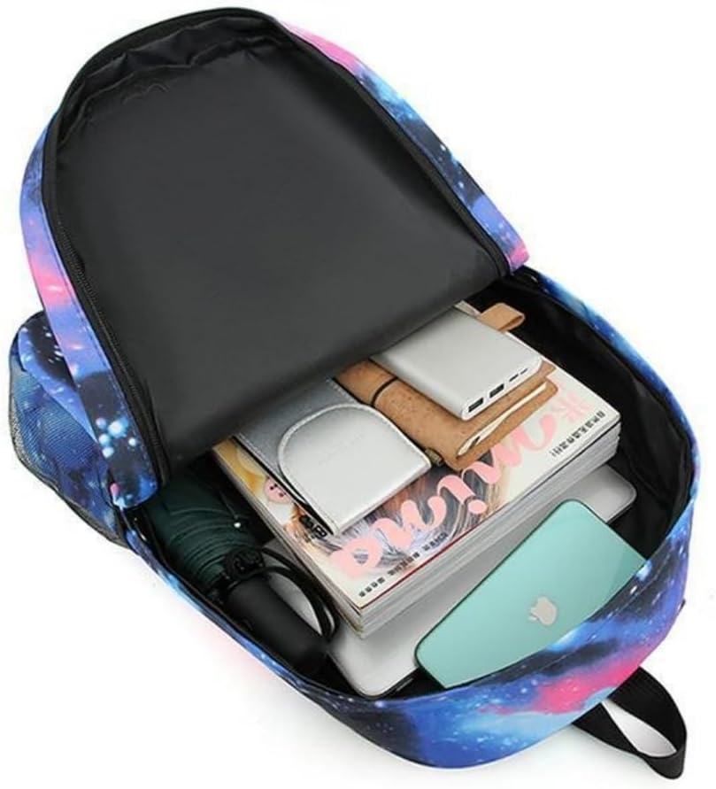 3Pcs Anime Backpack Set with Stickers,17In 3D Printed Cartoon Lunch Bag High Capacity Schoolbag Boy and Girl Schoolbag. - C image number 5