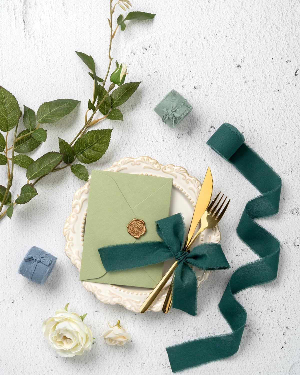 Blue Fringe Ribbon for Gift Wrapping Gift Ribbon Thick Fabric Ribbon Frayed Ribbon Cotton Gift Wrap Ribbon image number 2