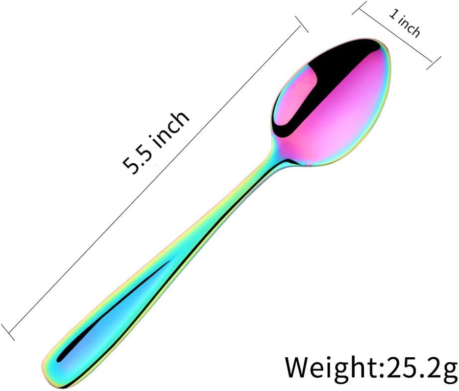 SBOMHS Teaspoons Set of 8, Coffee Spoons/Dessert Spoons, 5.5Inch/14Cm (Coloured) image number 3