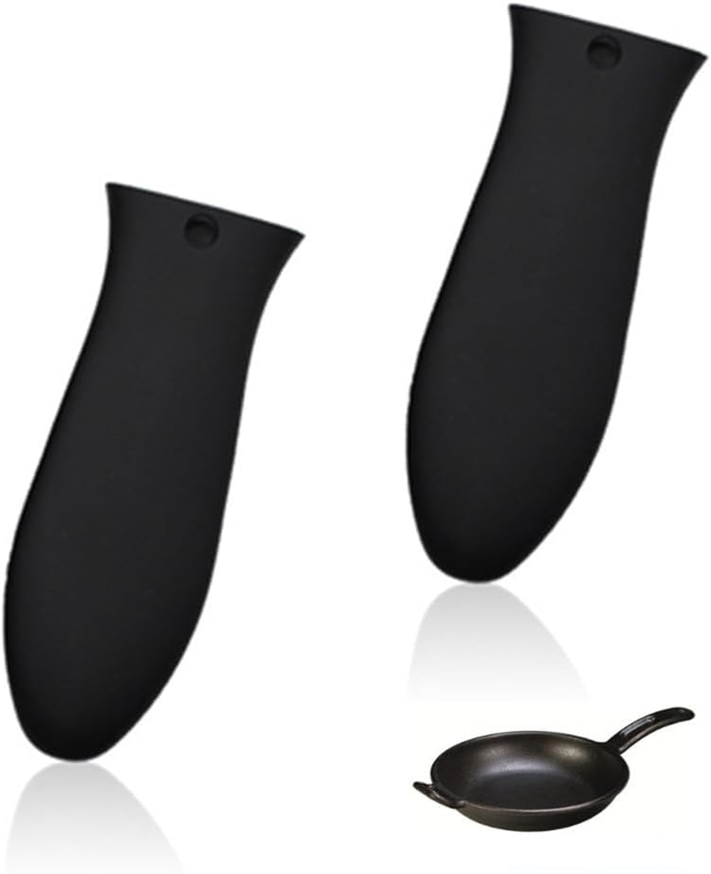 Potholder for Cast Iron Skillets, Silicone Hot Handle Holder, Cuicanfla 2 Pcs Silicone Cast Iron Handle Cover Skillet Grip Sleeve Cover for Pans Cookware