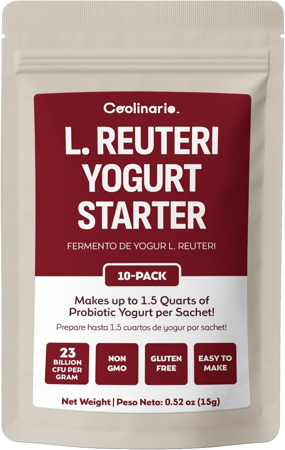Coolinario L Reuteri Yogurt Starter (10-Pack, 1.5G Sachets) Yogurt Starter Culture with Lactobacillus Reuteri Probiotics | Creamy & Delicious | Non-Gmo, No Preservatives, Gluten Free image number 4