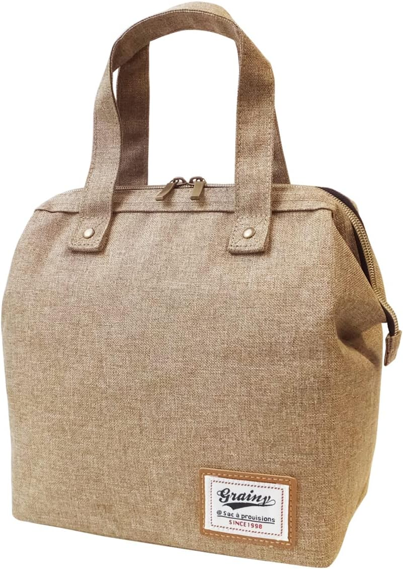 At First AF6049 Lunch Bag, Cold Retention, Handbag, Cute, Women'S, Stylish, Bento Box, for Work or School, Men'S, Lunch Box, Large Capacity, Cold Storage Bag, Simple, L Size, Gray