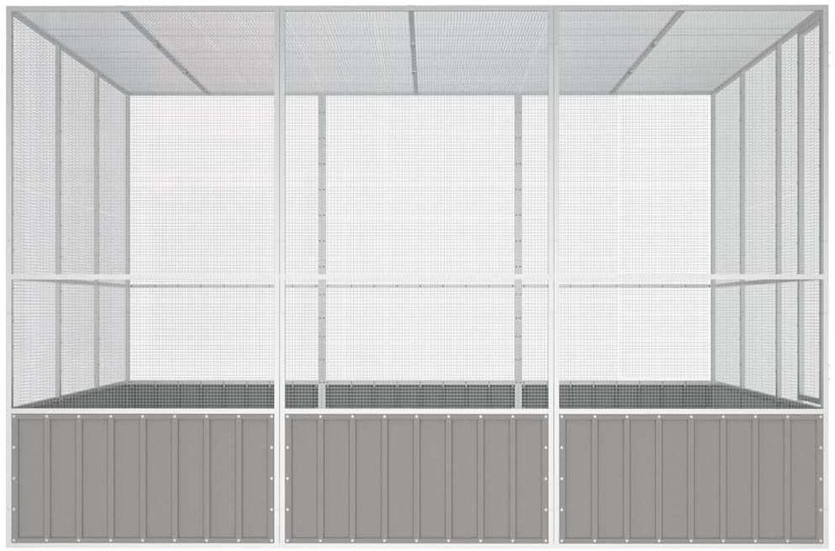 Bird Cage Grey 302.5X324.5X211.5 Cm Galvanised Steel Large Outdoor Aviary Pet Home image number 2