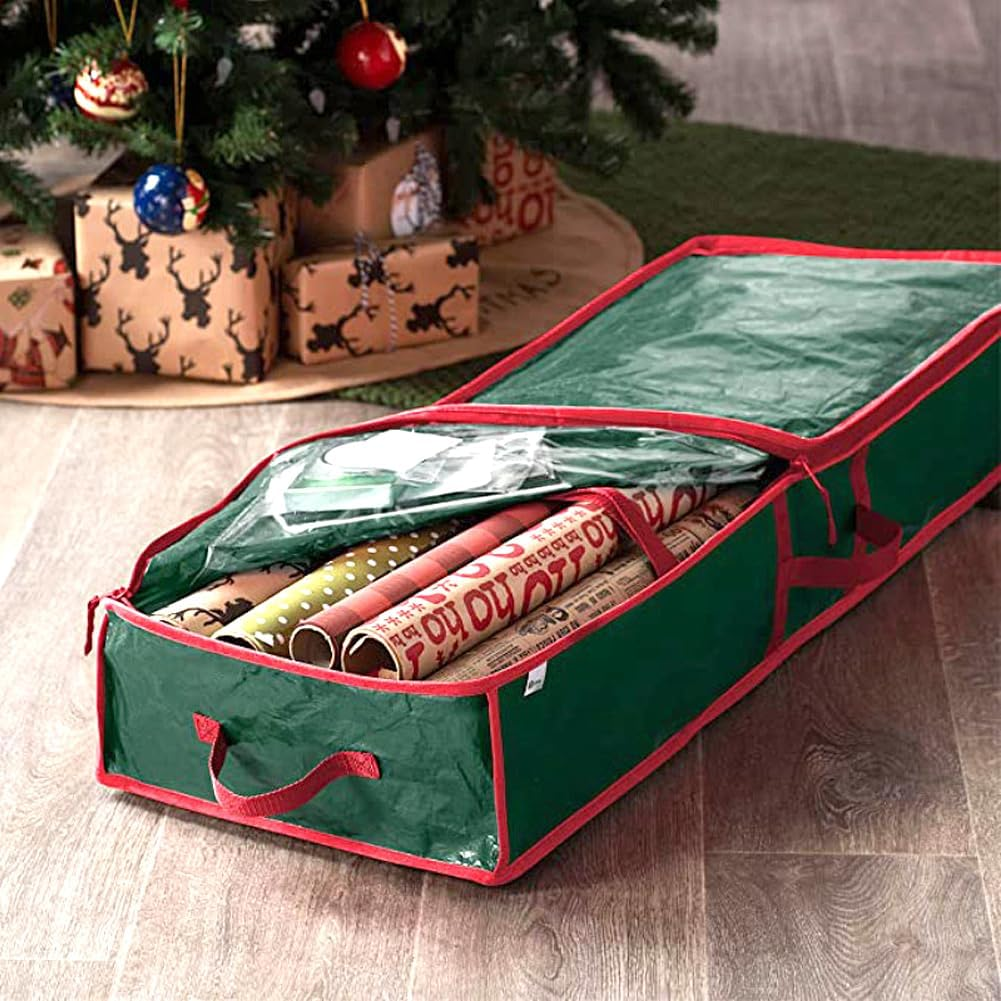 Geli Christmas Tree Storage Bag - Extra Large, Gift Wrapping Paper Storage Container,Tree Bags with Zipper and Handle for Holiday and Xmas Decor Organization - Red image number 5
