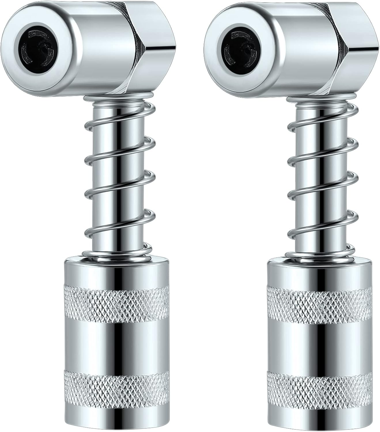 Silver 90 Degree Grease Coupler Gun Adapter 90 Degree Grease Gun Coupler Grease Gun Fittings Grease Gun Tips 3 Jaw Angle Swivel Snap Right Fitting Tool for Farm Truck Auto Industrial Use(2 Pieces) image number 4