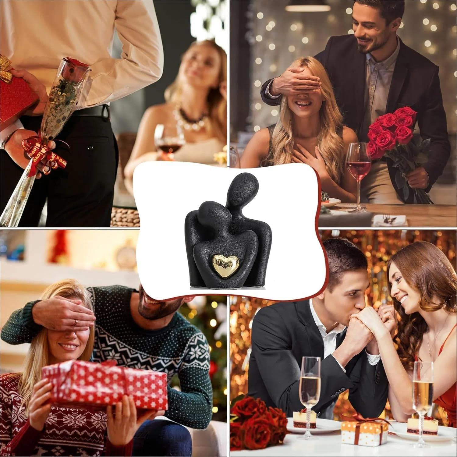 Gesture Decorative Statue, Modern Art Sculpture, Desktop Decor for Home, Office, Wedding (Golden) (Black) image number 3