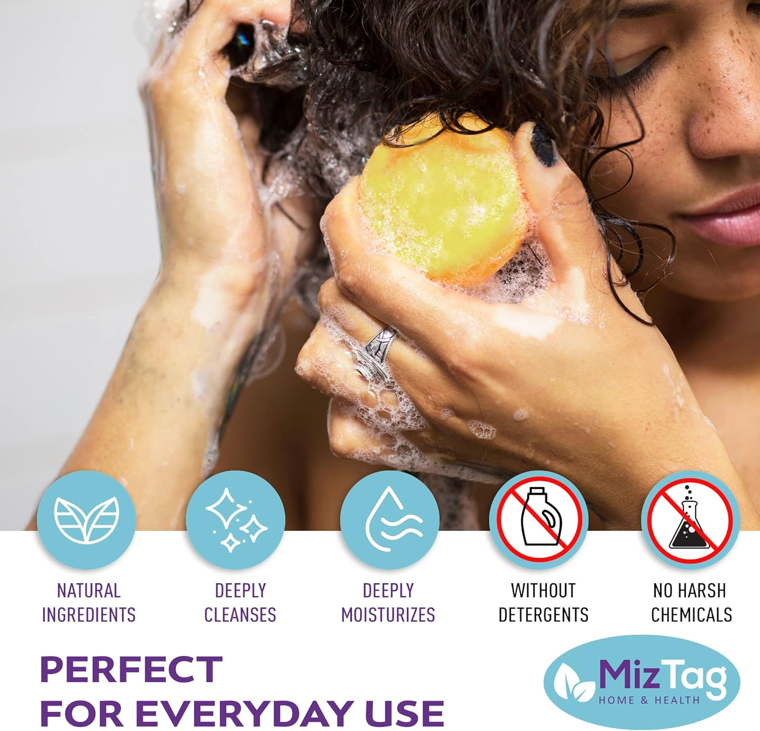 Shampoo Bar Conditioner Set with Shampoo Bar Holder & Travel Tins Included - 5Pcs. Vegan, Eco-Friendly & Paraben-Free. image number 5