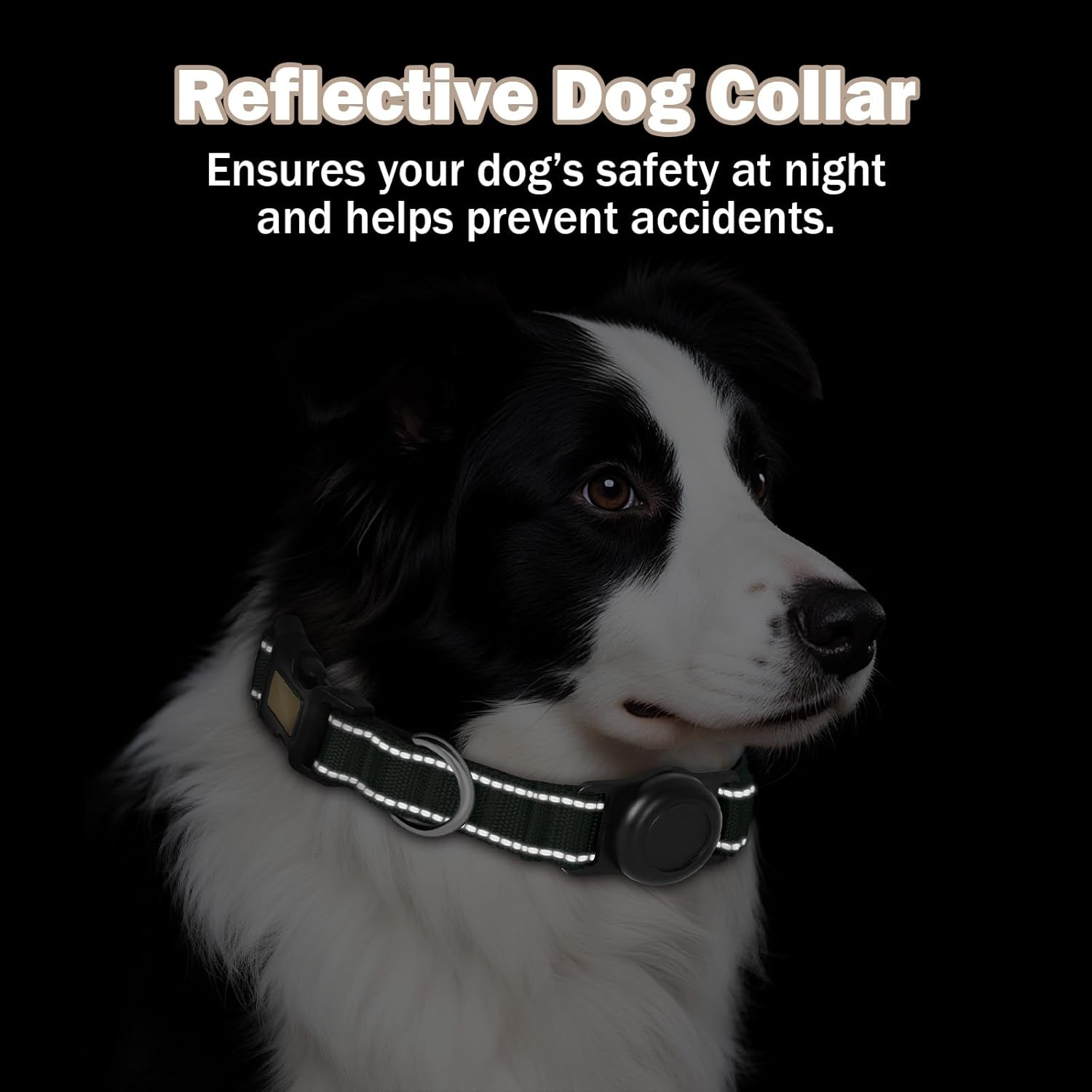 Enbluy Reflective Dog Collar, Soft Neoprene Padded Breathable Nylon Pet Collar Adjustable with Airtag Dog Waterproof Airtag Dog Collar Holder for Medium Large Dogs (Green, L) image number 5