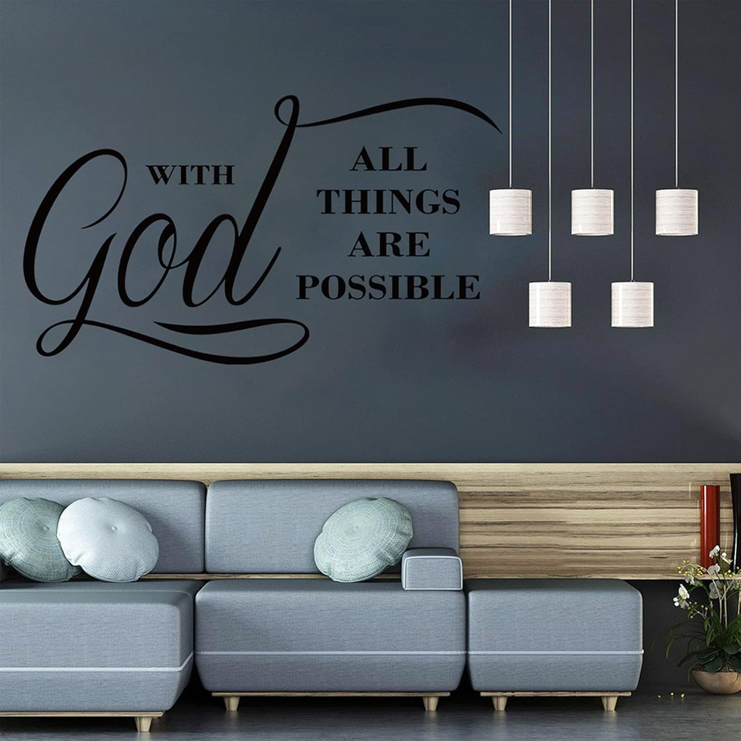 INCAUCA with God All Things Are Possible Religious Vinyl Wall Decals, Vinyl Wall Stickers Wall Decal Motivation Lettering Saying Wall Art, Inspirational Quote Wall Art Stickers (Black) image number 3