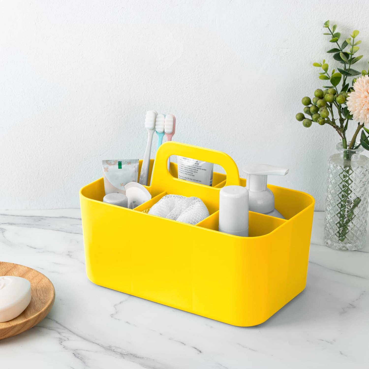 Tiawudi Multipurpose Caddy Organizer, Plastic Caddy with Handle, Stackable Desk Organizer for Stationery, Marker and Pencil, Office Supplies Organizer, Dorm Caddy - Gray image number 6