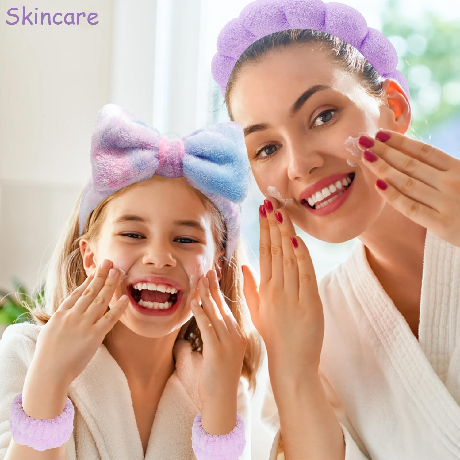 Spa Headband Set for Women, Make up Hair Band with Wrist Wash Band and Hair Clip, Make-Up Hairband, Sponge Headband, Skincare Headband, Stylish Gifts, Hair Accessories for Women Girls image number 4