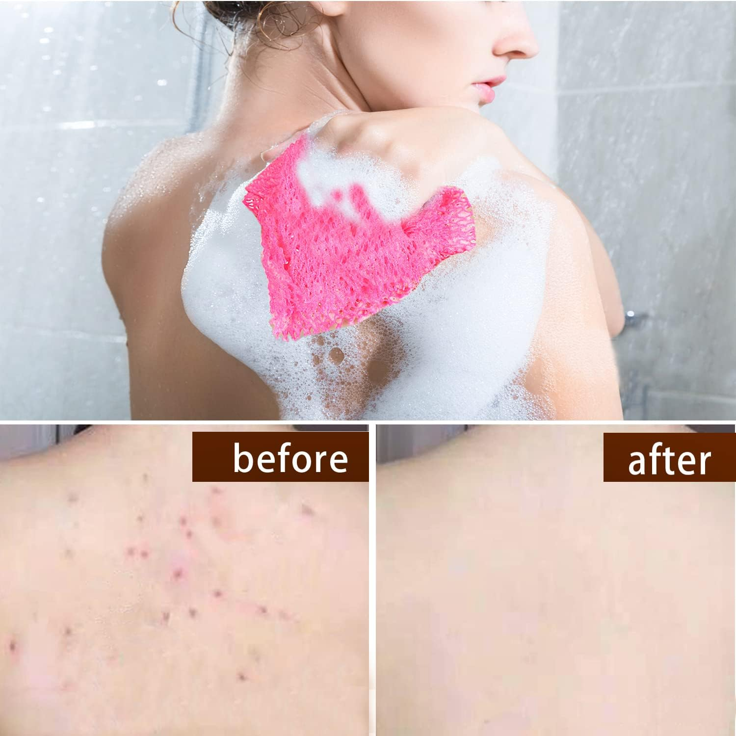 African Net Long Bath Net Sponge,Jassins African Bathing Body Exfoliating Net Shower Body/Back Scrubber Skin Smoother,Stretch Length to 66 INCH (Pink)