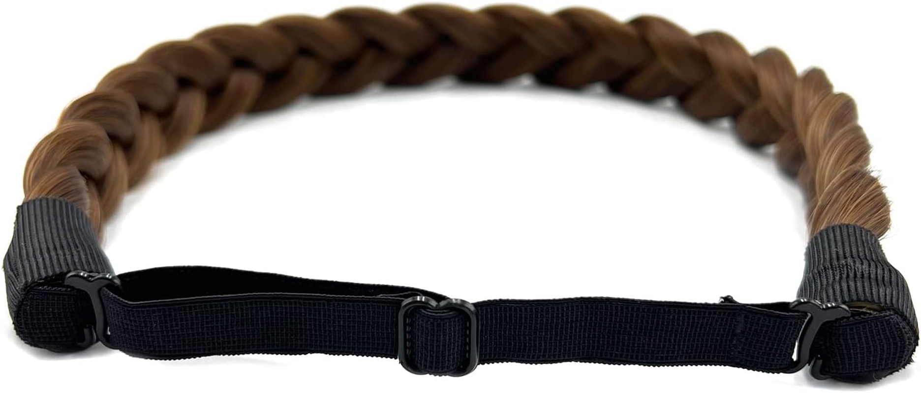 TOECWEGR Braided Headband 3 Strands Synthetic Hair Braided Headband Classic Chunky Elastic Hairpiece Women'S Beauty Accessories (Dark Brown-6A27) - Black/Brown image number 6