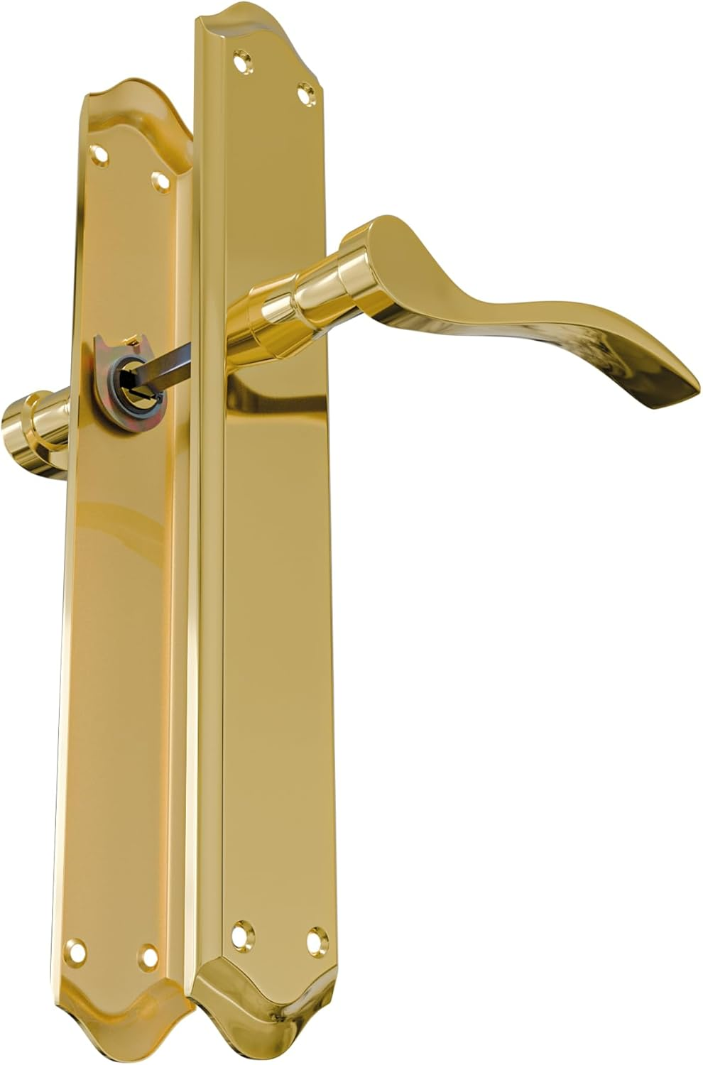 Amig - Door Handle Set with Plate | Beta Handle | Made of Steel | 256 X 48 Mm | Square Pin 8 Mm | Matt Brass-Plated image number 1