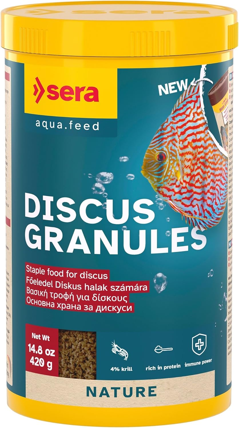 Sera Discus Granules, Staple Food for Discus, Slow-Sinking Soft Granules Rich in Minerals Support Healthy Development and Readiness to Spawn, for Freshwater Aquariums, 100Ml (42G) image number 1