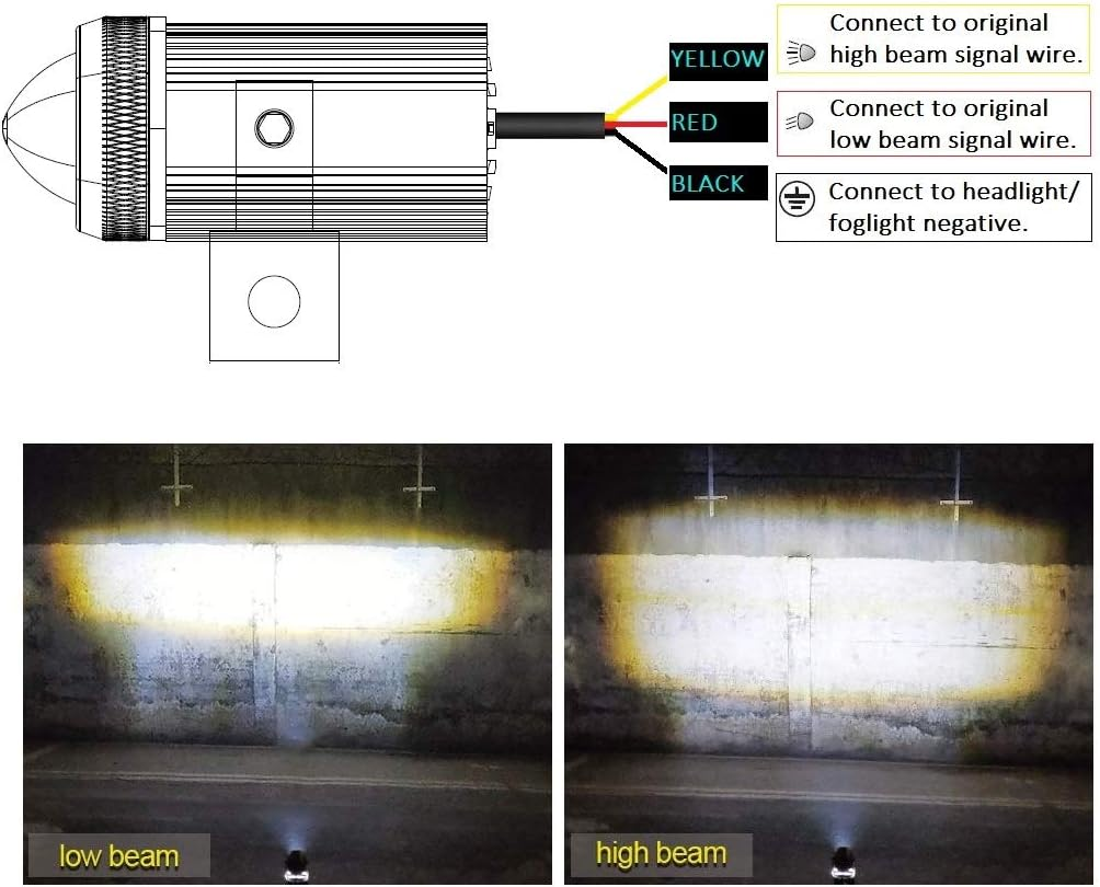 EXZEIT Led Driving Light for Motorcycle, High Low Beam Function 1.3'' Fog Lights Aux Light for Motorcycle E-Bike ATV UTV, 12/24V, 30W, 6000 Lumens 2 Pcs (White Light) - Amber Light image number 2