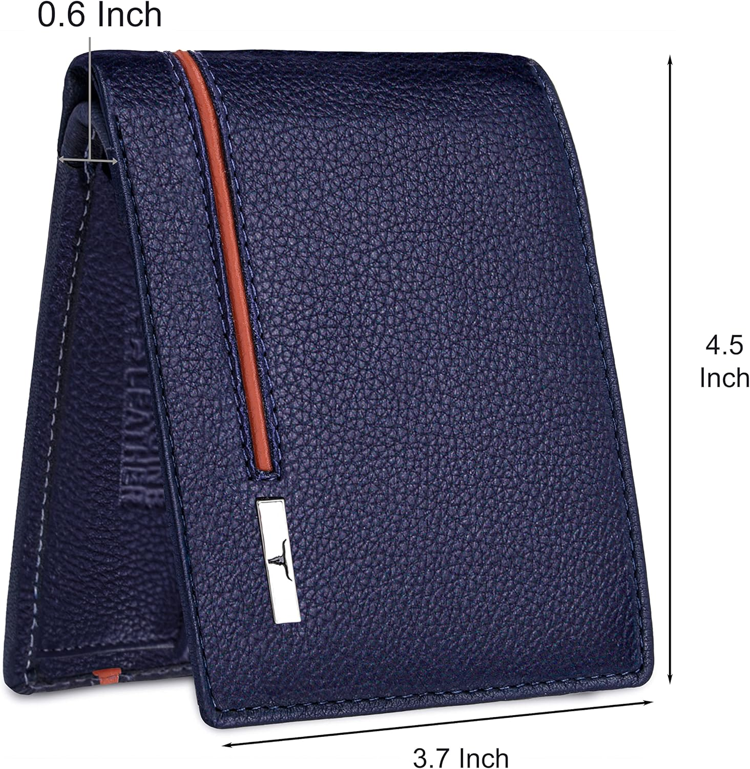 URBAN FOREST Leather Men'S Wallet, Blue/Orange, Contemporary image number 5