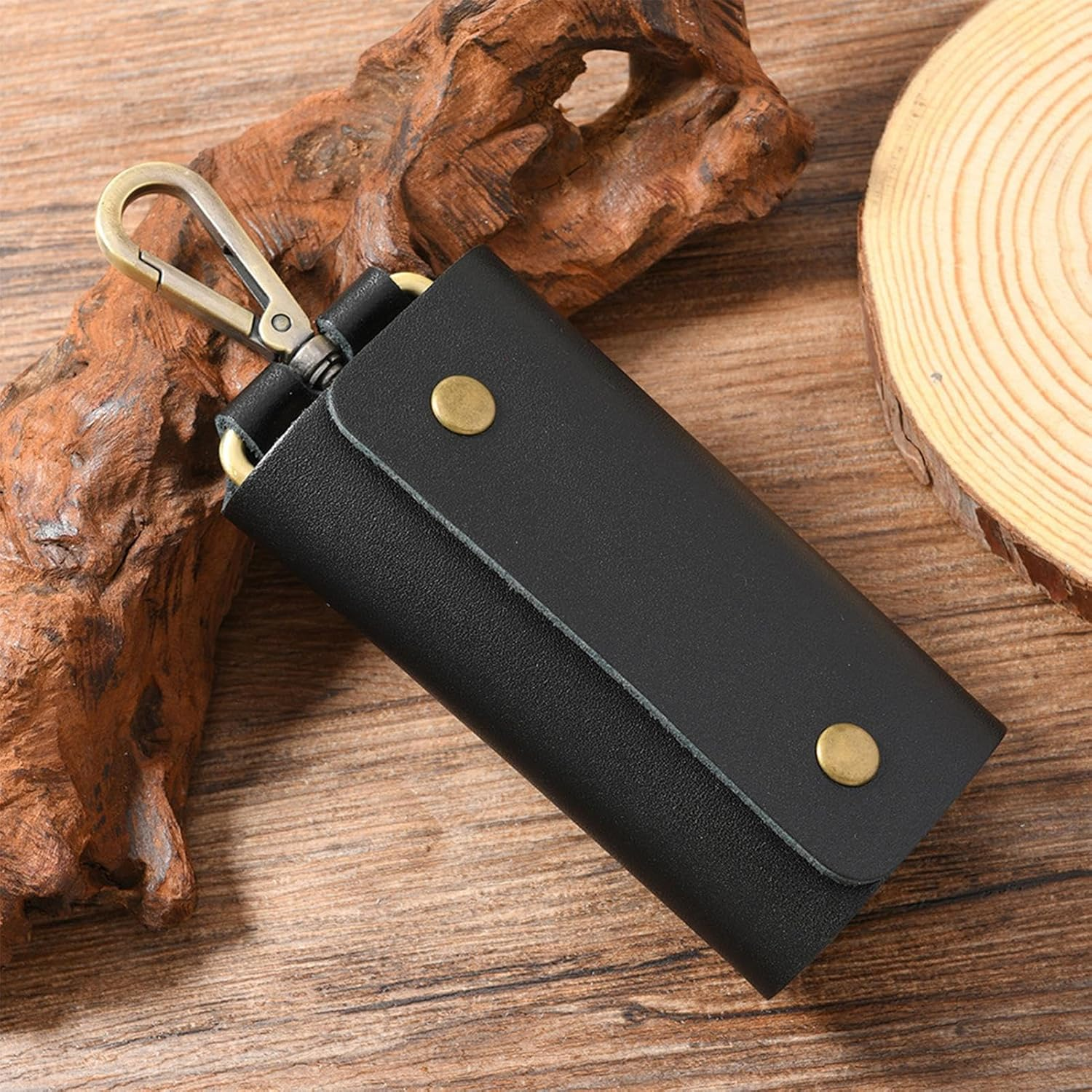 Key Wallet | PU Leather Key Organizer, Compact Wallet Organizer Retro Key Chain for Office School Belt Men Women, Black, Se R&eacute;f&eacute;rer Au Descriptif, Refer to Description image number 6