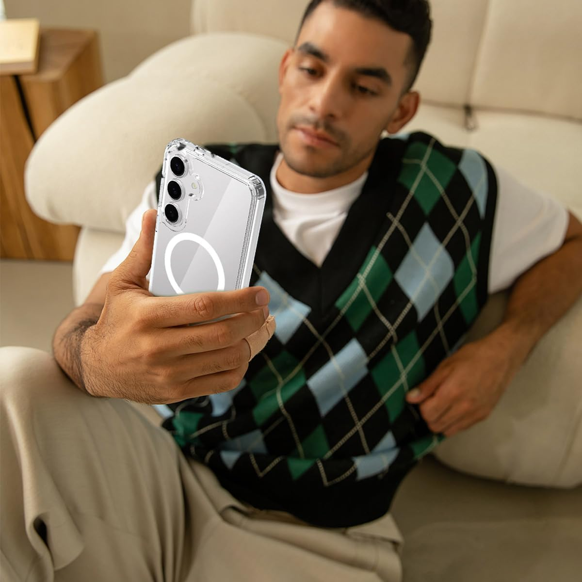 T Tersely Clear Case for Samsung Galaxy S25 FE 5G 2025, Magnetic Cover Compatible with Magsafe, Hard Back Slim Shockproof Bumper, Support Wireless Charging image number 1