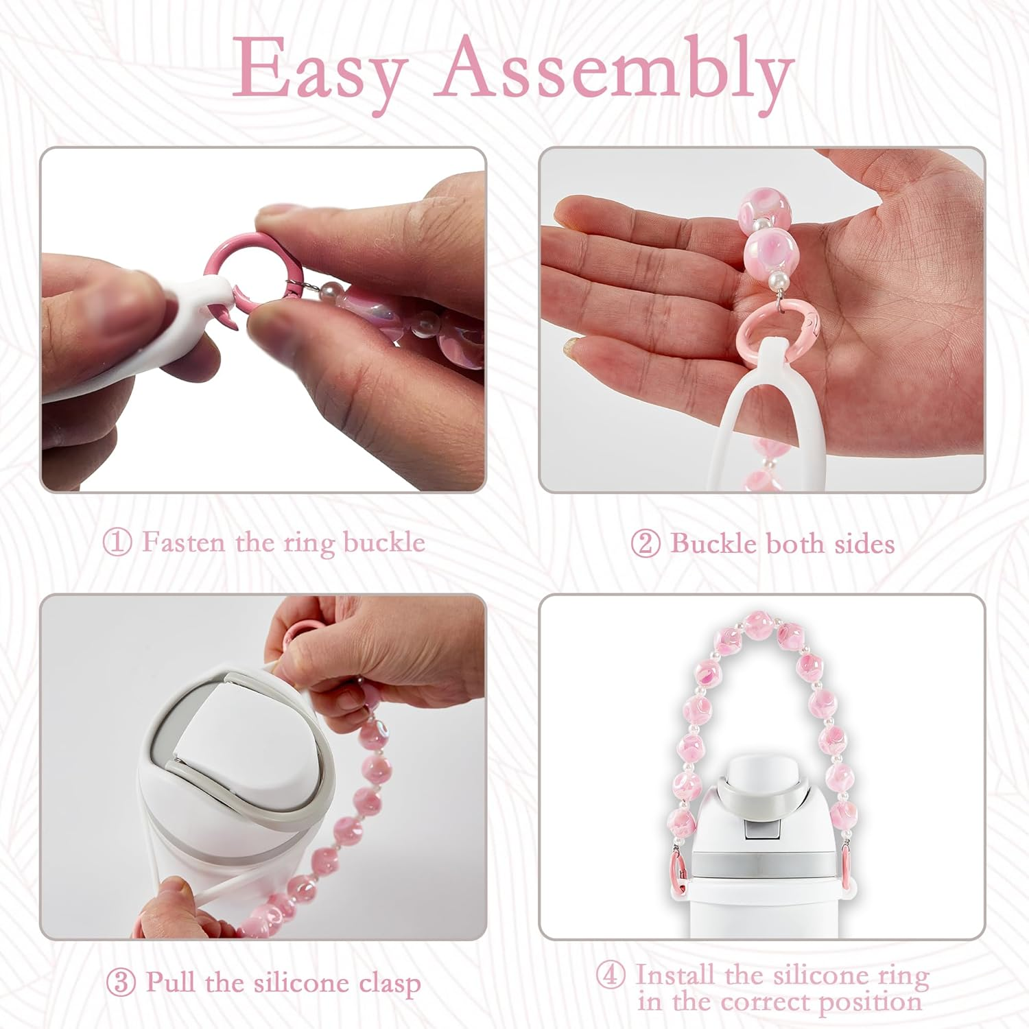 Bottle Silicone Handle Strap,Compatible Owala Freesip Water Bottle - Fits 16Oz to 40Oz, Water Bottle Carrier Grip Accessories for Running Bike, Gym or Jogging image number 6