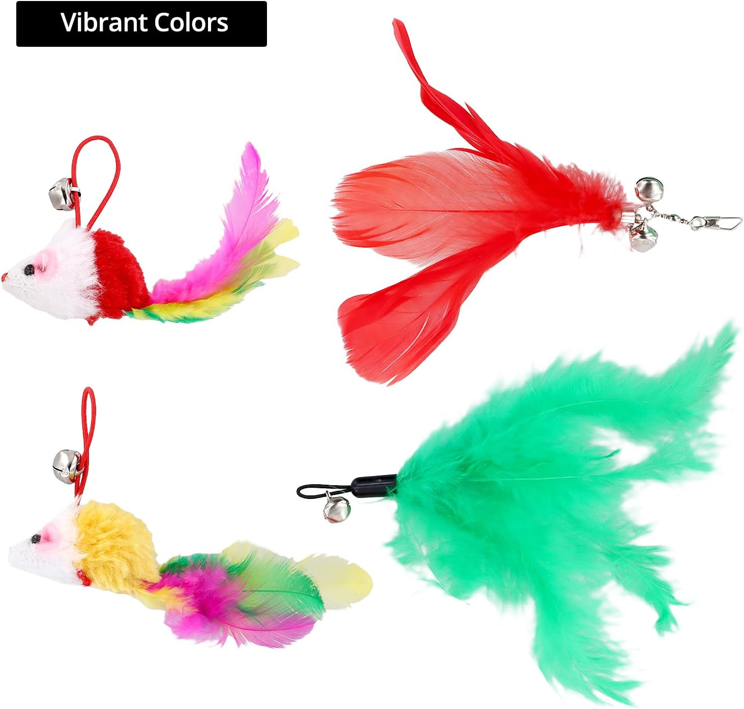 QWORK&reg; 20 Pieces Cat Toys Interactive Cat Toys with Feathers, Balls and Suction Cups image number 3