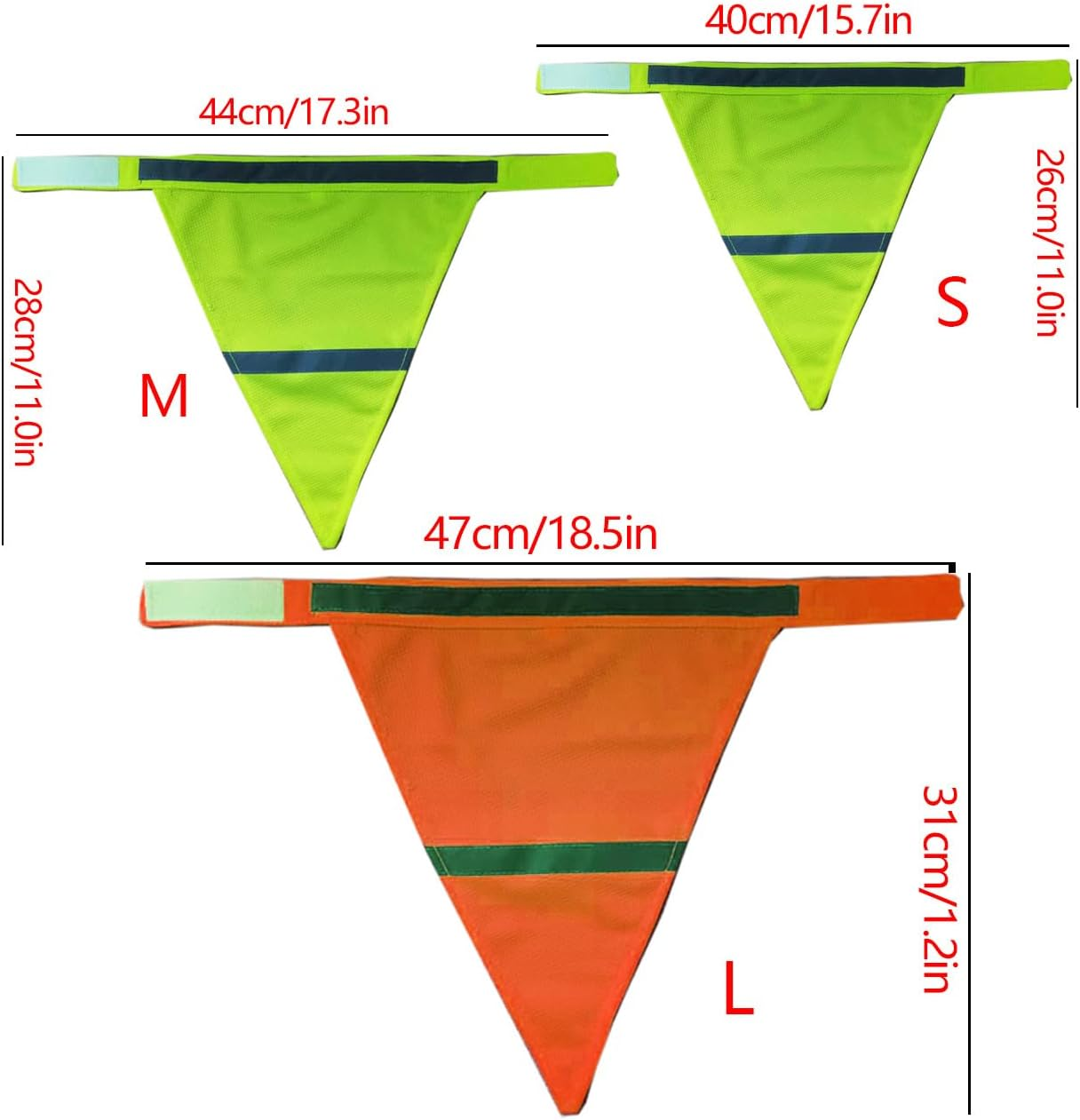 2-Piece Set of Pet Triangle Scarves, Dog Neck Reflective Light Drool Scarves, Pet Scarves (Fluorescent Green+Orange Red, L) image number 3
