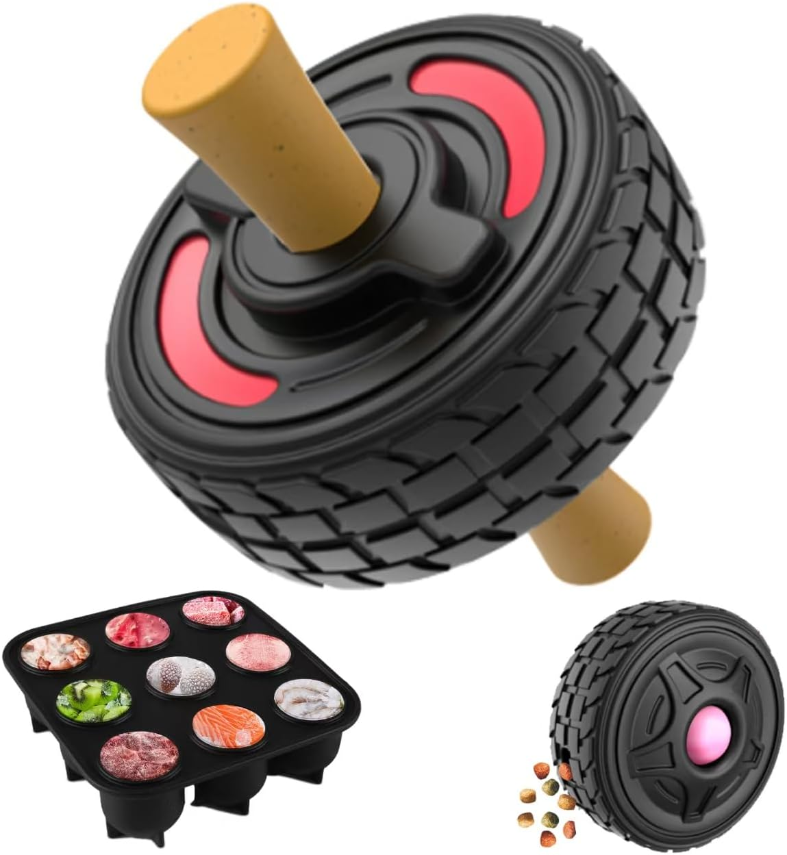 LUPAPA 5-In-1 Dog Entertainment Toy, Frozen Treat Toy for Dog, Treats Distribution Puzzle Tire Dog Toys to Keep Dogs Busy, Dog Chew Toys for Aggressive Chewers, Natural Rubber Durable and Safe