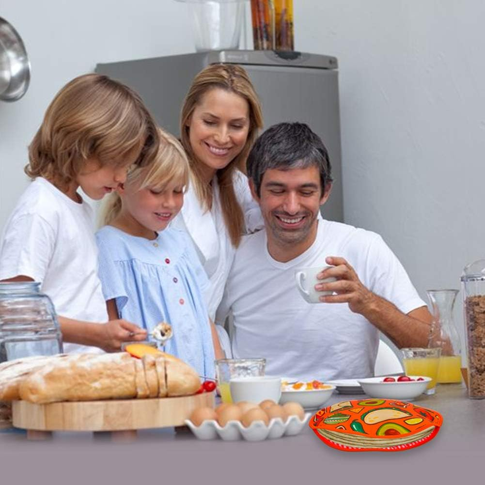 VNOM Tortilla Warmer Pouch 12 Inch Insulated & Microwaveable Fabric Tortilla Keeper Holder Keeps Warm for Corn Flour Taco Pizza Bread up to One Hour,Orange image number 3