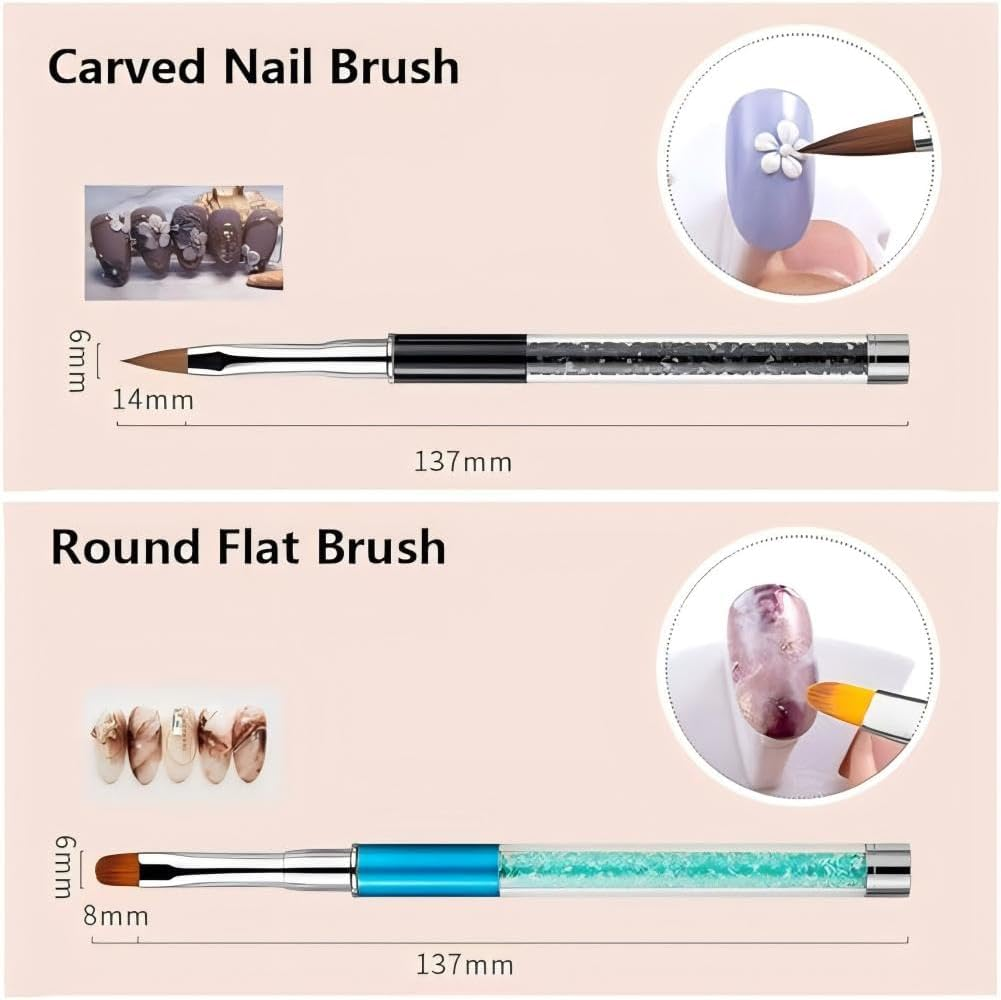 Double Ended Nail Art Brushes Set, 5PCS Nail Design Brushes Dotting Pen Multifunctional Nail Design Tools Kit,Nail Gel Polish Brush for Home DIY Salon image number 2