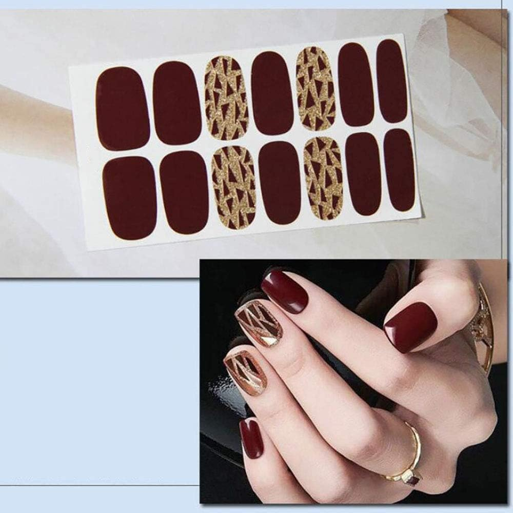 8 Sheets 112 Pieces Nail Stickers Nail Polish Stickers Strips Red Color Shine Full Wraps Nail Art Adhesive Decals