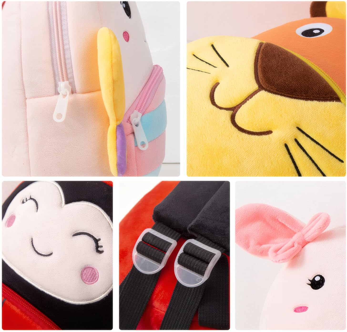 Ultra-Light Toddler Plush Backpack with 3D Animal Design, Soft Mini School Bag for Kindergarten, Daycare & Travel, Cute Cartoon Rucksack for Baby Boys & Girls - Butterfly image number 5