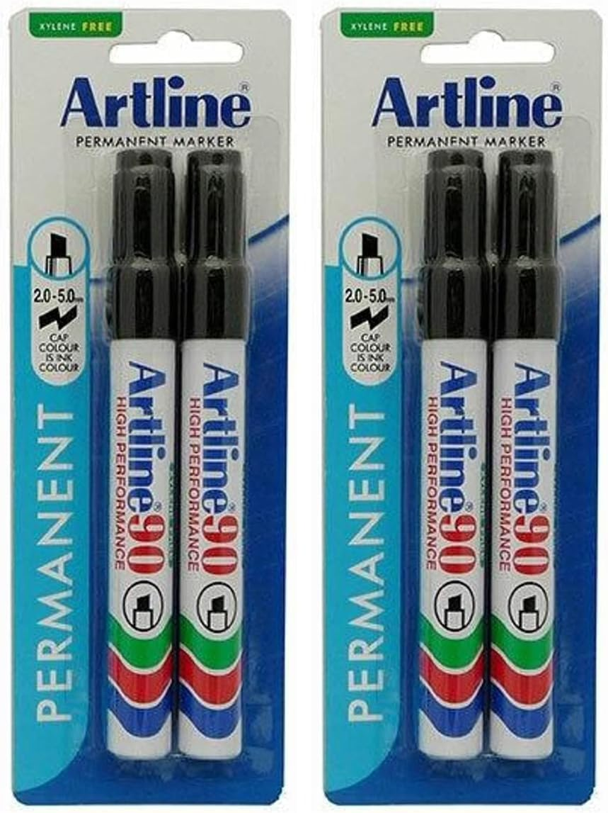 Artline 90, 109067, Permanent Marker, Hangsell, Chisel Nib, 5Mm, Black, 2 Pack image number 3