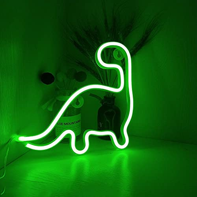 ENUOLI Dinosaur Neon Light Cute LED Neon Sign Green Neon Light Usb&Battery Powered Wall Neon Light Dinosaur Night Light for Kids Bedroom Decor Light up Dinosaur Gifts for Party Xmas Bar