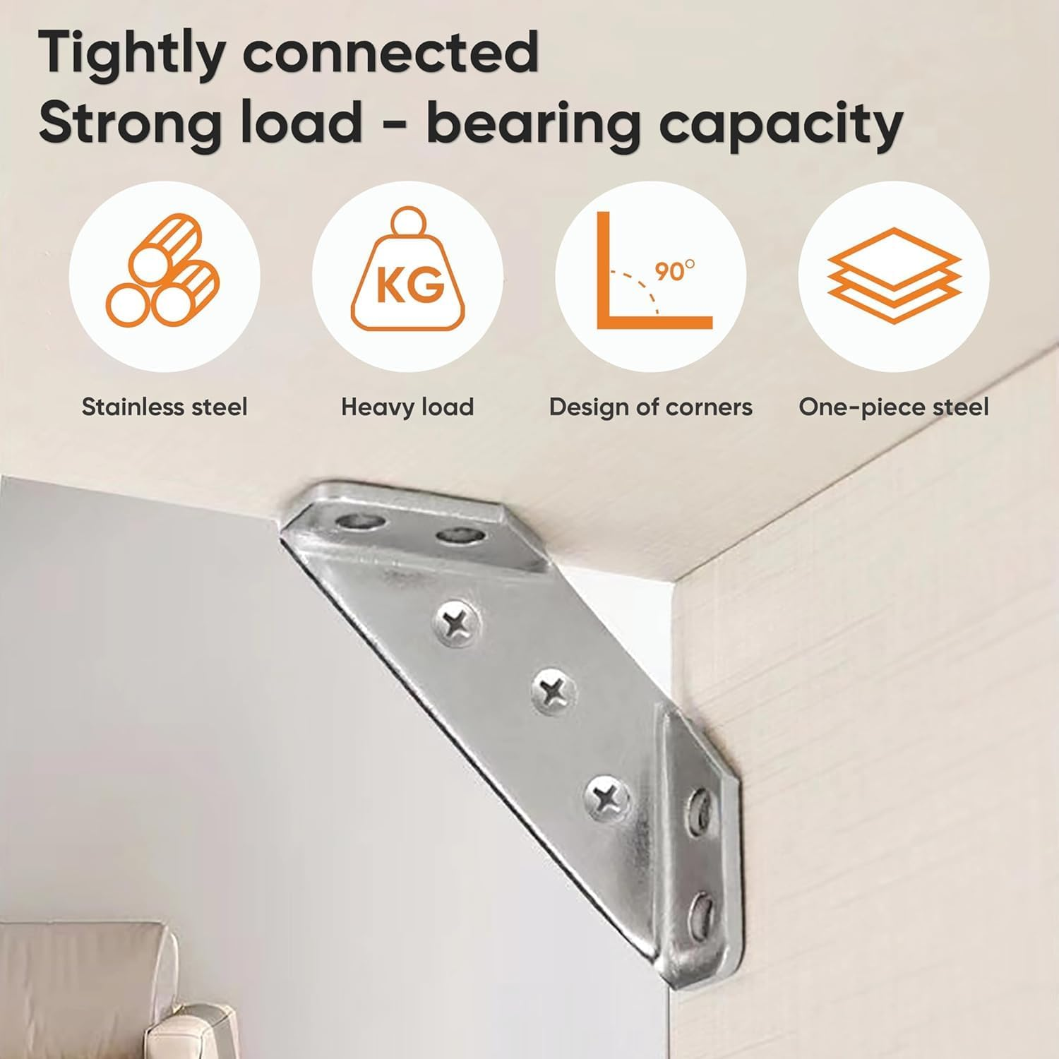 30 Pack Universal Stainless Steel Furniture Corner Connector, Stainless Steel Angle Corner Brackets, Trapeziform Corner Brace Support Bracket Fastener (Silver) image number 5