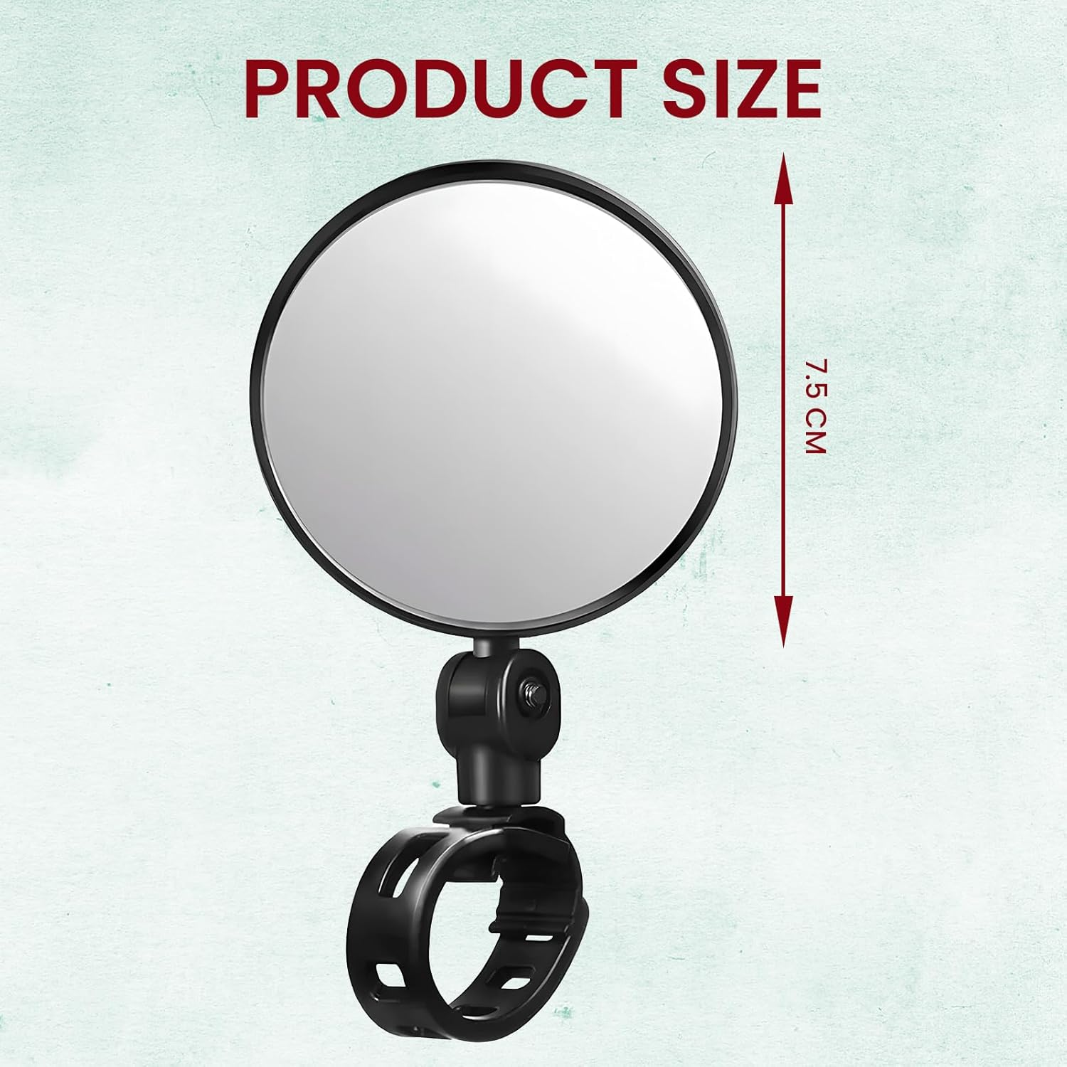 2 Pcs Bike Mirror, Bicycle Rear View Mirror for 15-35 Mm Handlebars, 360&deg; Adjustable Bike Mirrors Convex Mirrors, Cycle Mirrors for Mountain Road Bikes, Electric Bikes, Motorcycle, Easy to In image number 1