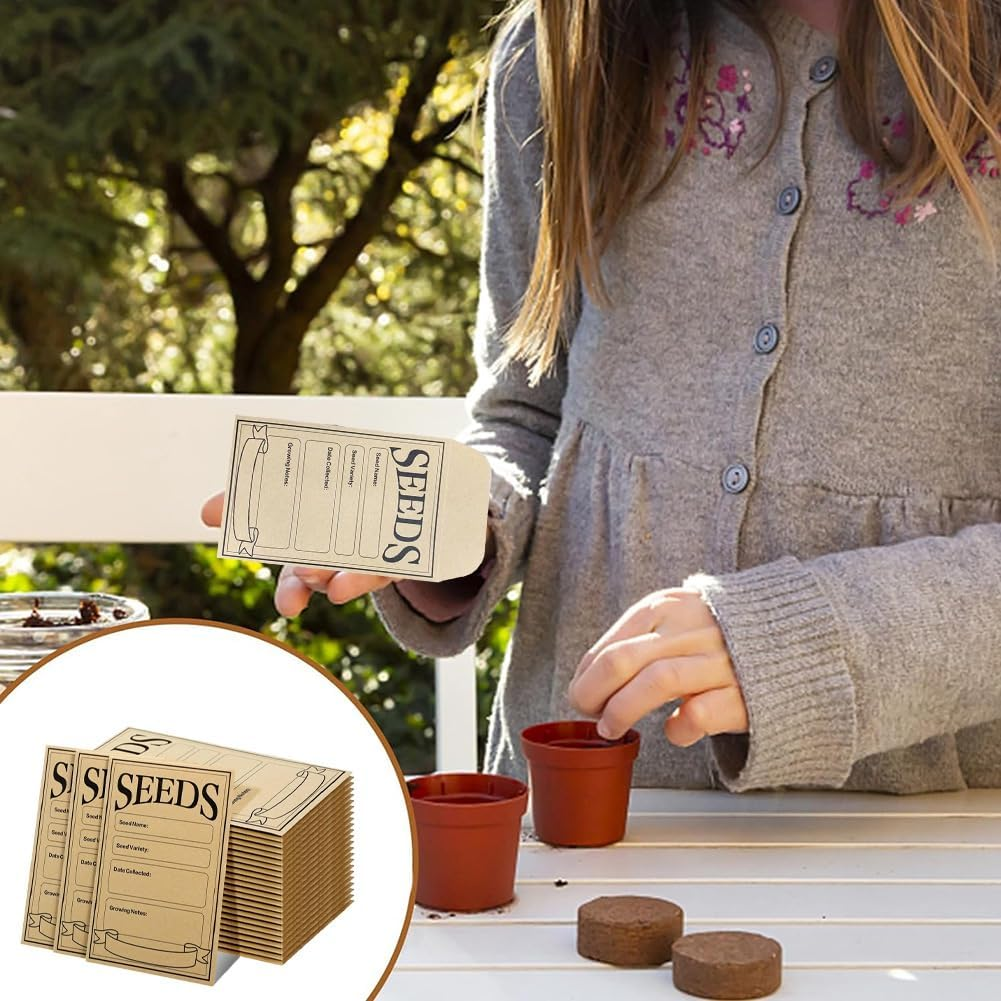 Synpinya 100Pcs Seed Envelopes 3.1X4.7 Inch, Seed Envelopes Brown Paper Seed Packets Envelopes for Storage Vegetable Preprinted image number 1