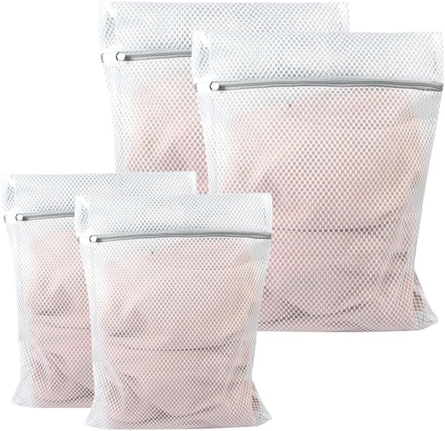 4Pcs Laundry Bags Delicate Honeycomb Mesh Laundry Bag, Net Washing Machine Bag Washer Sack with Zipper Cleaning and Drying Cloths, Garment,Travel Storage and Organiza,2Pcs 23.6*23.6In+2Pcs 11.8*15.7In image number 1