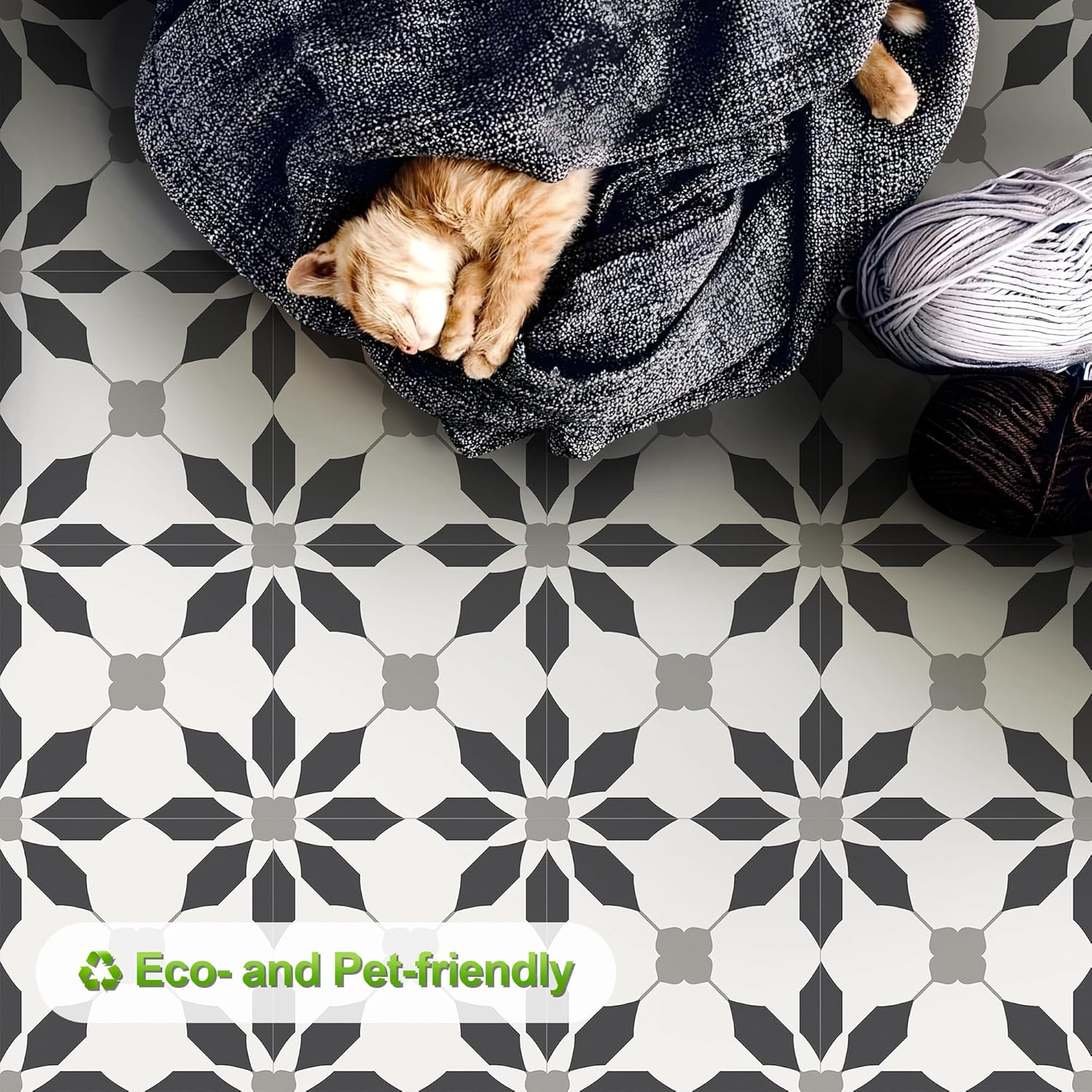 MORCART Peel and Stick Floor Tiles, Waterproof Removable Stick-On Floor Tiles, Self-Adhesive Vinyl Flooring for Bathroom, Kitchen, Entryway, Easy Home DIY (20X20Cm, 10 Sheets, Charcoal) image number 1