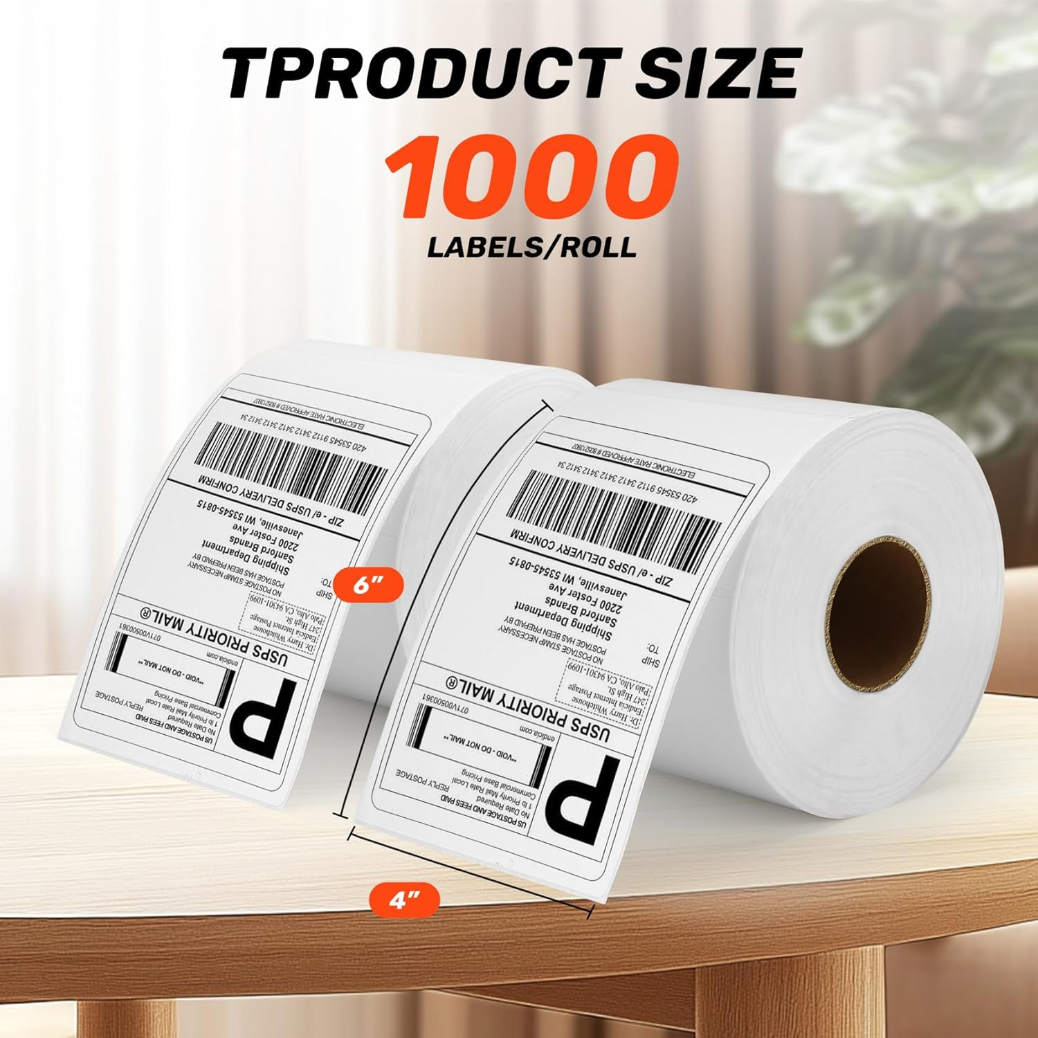 Thermal Direct Shipping Label,4''X 6'' Shipping Thermal Labels for Shipping Labels,Barcode Label, Small Business,1000Pcs/Roll