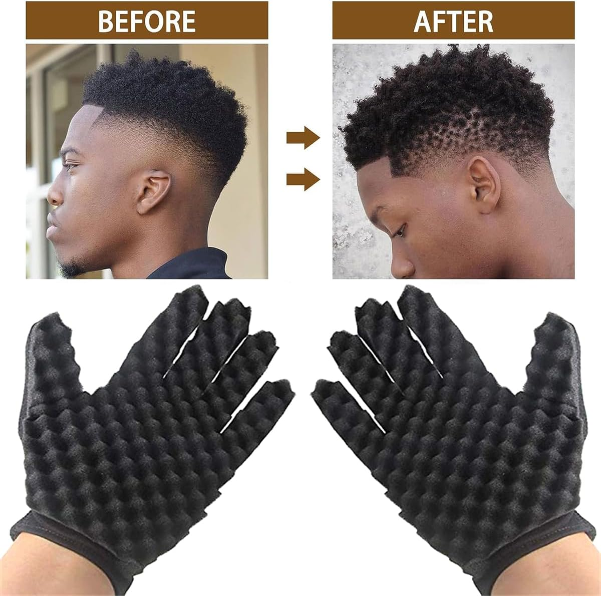 ARJDXDP Pack of 4 Twist Sponge Afro Comb Magic Curl Sponge Hair Brush Sponge Holes Hair Sponge Curls Afro Double-Sided Magic Curl Sponge and Curler Gloves Twist Barber Tool image number 5