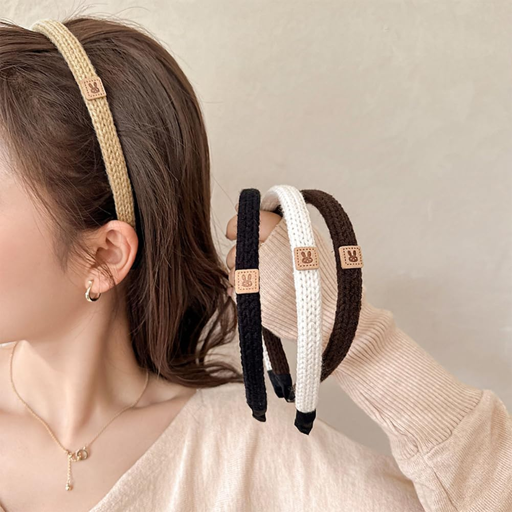 4 PCS Rabbit Braided Headband, Cloth Fabric Braid Headband, Fashion Elastic Wide Hair Band Vintage Hair Hoop Hair Accessories for Women Girls image number 2