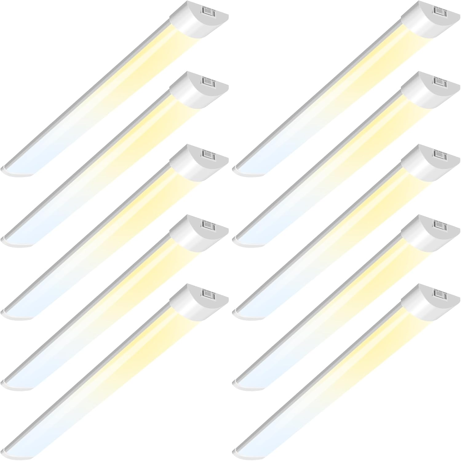 ALUSSO 10 Pack LED Batten Light 4FT 120Cm, Super Bright 40W 4800Lm Integrated Tube Light, 3000K/4500K/6500K Colors Changeable, Wall Ceiling Mounted Garage Lighting for Kitchen Basement Workshop Shed image number 6