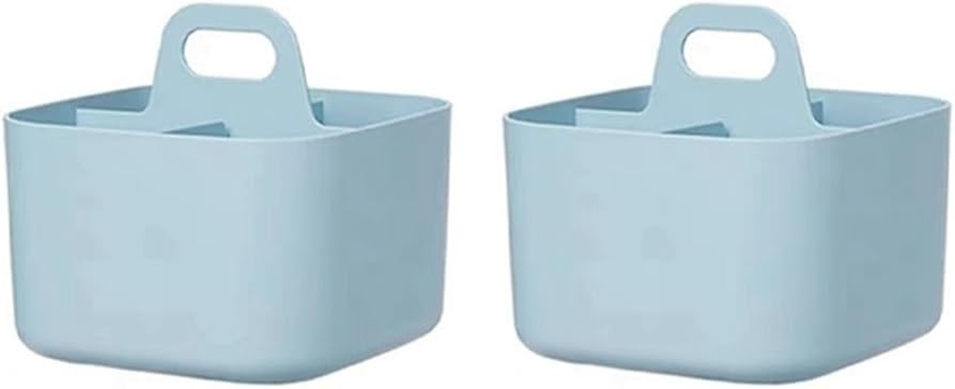 Veumoie 2-Pack Blue Plastic Organizers with Handle, Stackable, Art & Makeup Storage image number 3