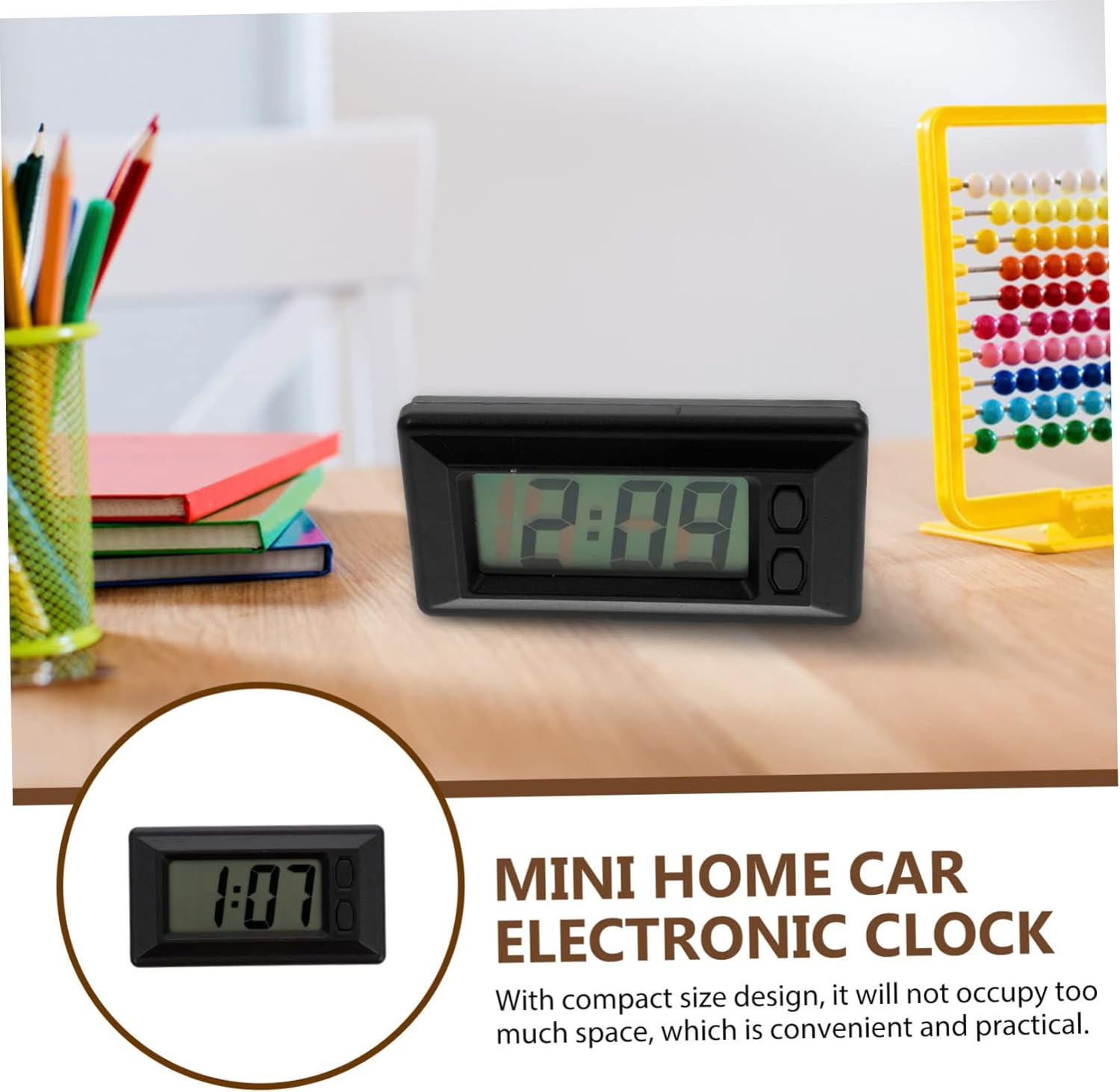 Gatuida Car Electronic Clock 3D Clock Self Adhesive Digital Clock Travel Alarm Clock Digital Clocks Clock Projector Ultra Thin Digital Clock Digital Calendar Magnetic Clock Black Plastic image number 6