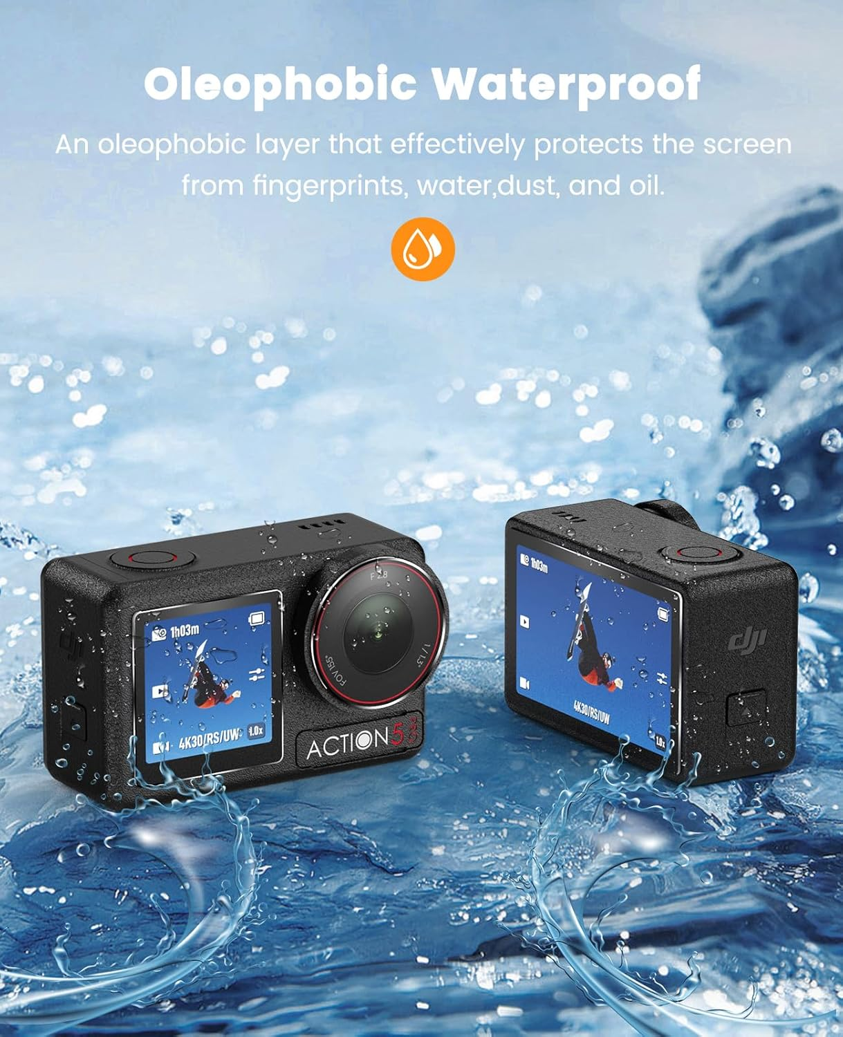 Yeavoic Screen Protector for DJI OSMO Action 5 Pro, Tempered Screen Protector, Pack of 2, Camera Accessories for DJI OSMO Action 5 Pro Film, 9H Hardness, Glass, Scratch-Resistant image number 6