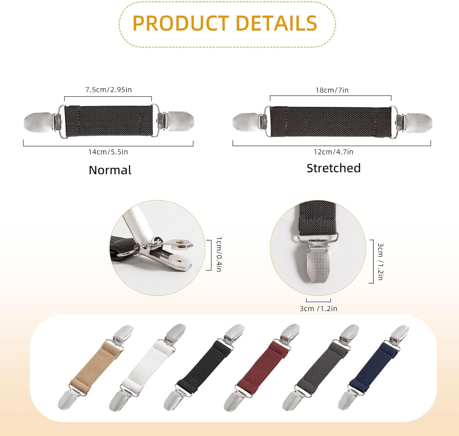 6 Piece Dress Clip Back Cinch Set - 5.5Inch Scarf, Sweater, Clothes, Shawl, Retro Cardigan Collar, Travel Hat Clips - Dress Shirt Brooch for Women Girl Decor (Black, White) image number 6