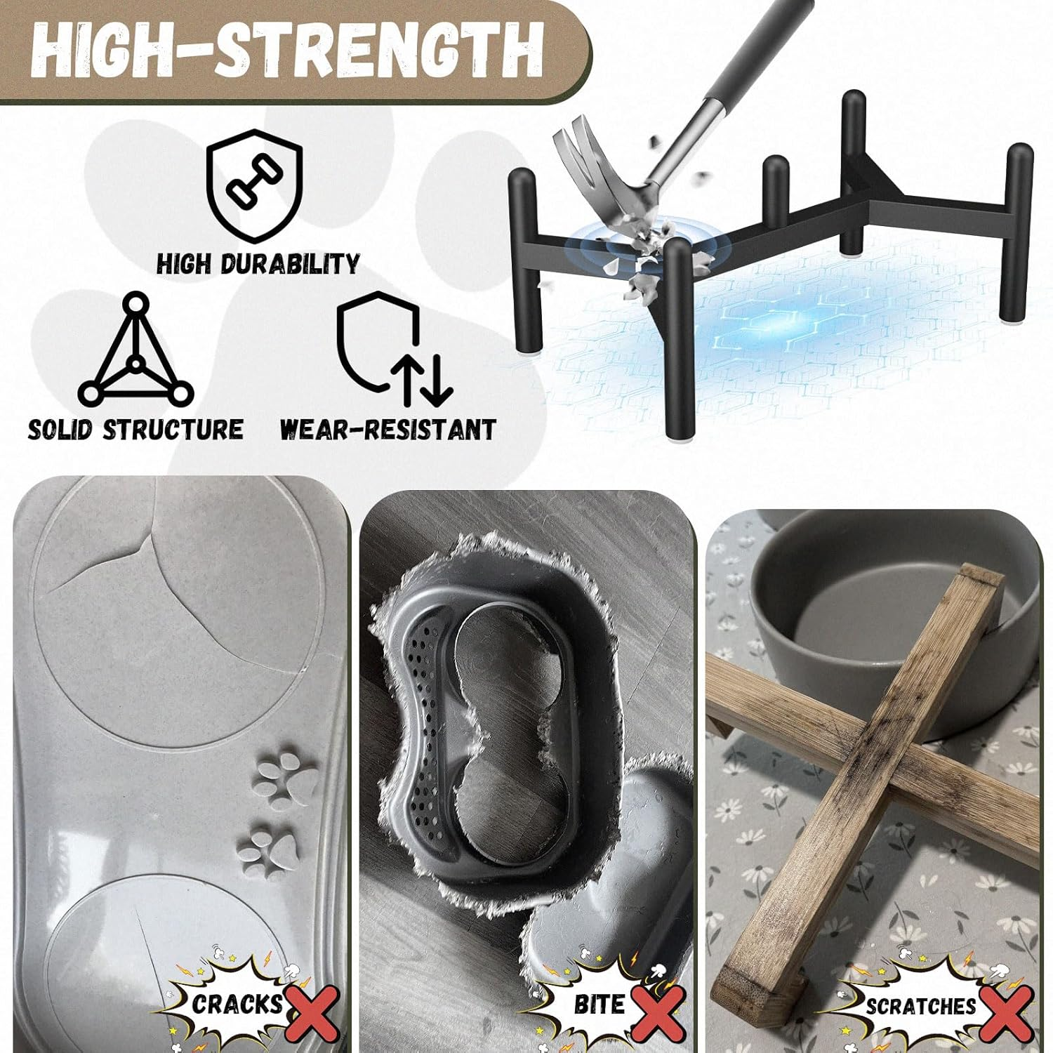 Raised Ceramic Dog Bowl Set - Elevated Double Dishes with Stainless Steel Stand - Food and Water Bowls for Small to Medium Dogs - Each Holds 2 Cups (28.75 Fl Oz) - White