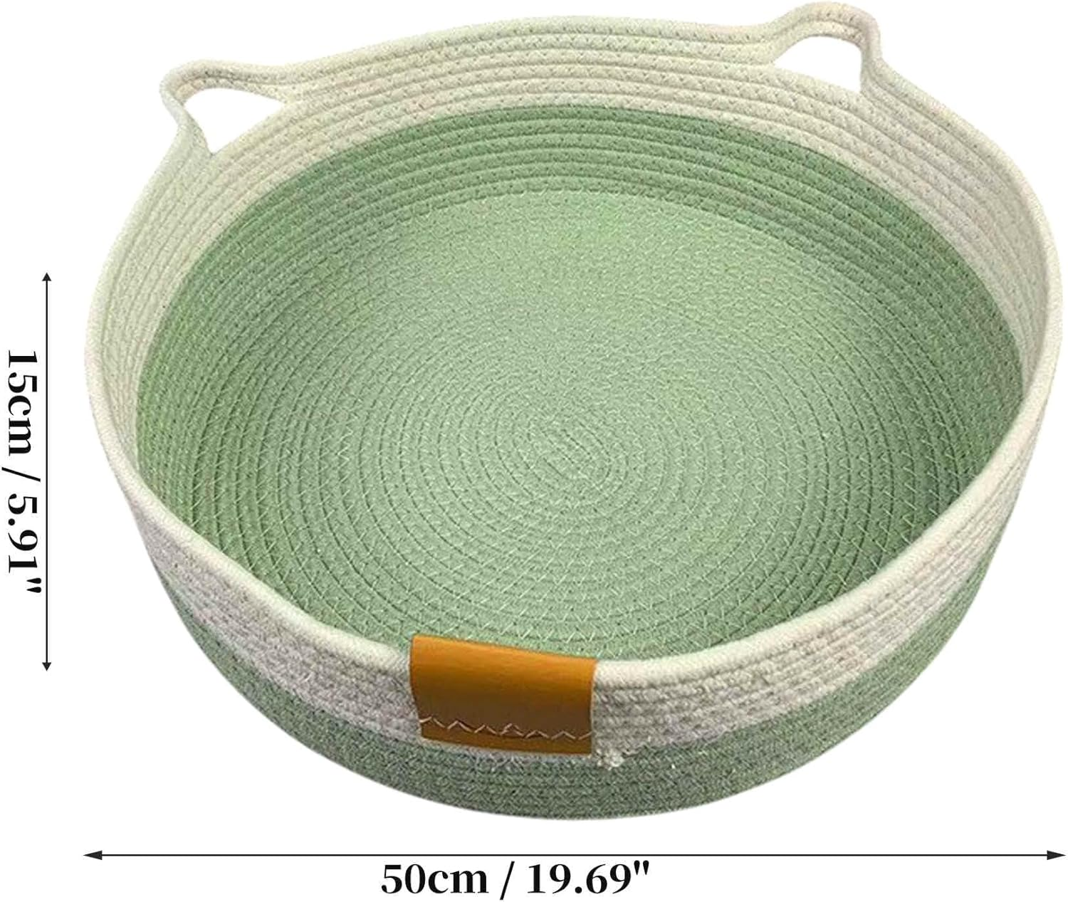 CAPASTEC Woven Cat Bed, 50 Cm Diameter, Foldable Basket Nesting Site, Breathable Pet Lounger, Claw Abrasion-Resistant Universal Kitten Bed, Light Green image number 5