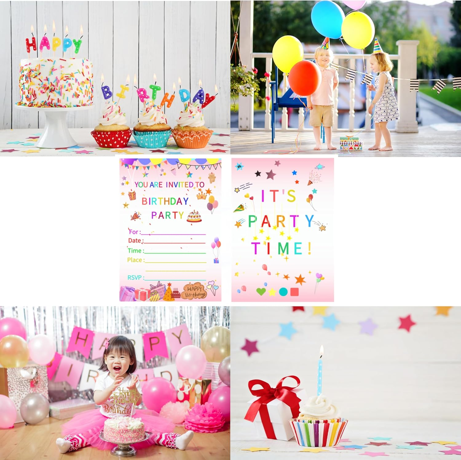 16 Pack Birthday Party Invitation Cards with Envelopes,Colorful & Attractive Invitations for Birthday Parties (Stars) image number 2